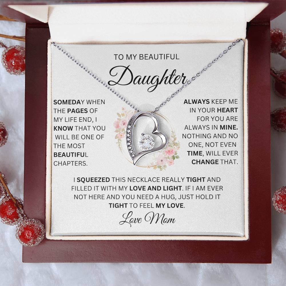 "To My Beautiful Daughter" ~ Keep Me In Your Heart ~ Forever Love Heart Pendant