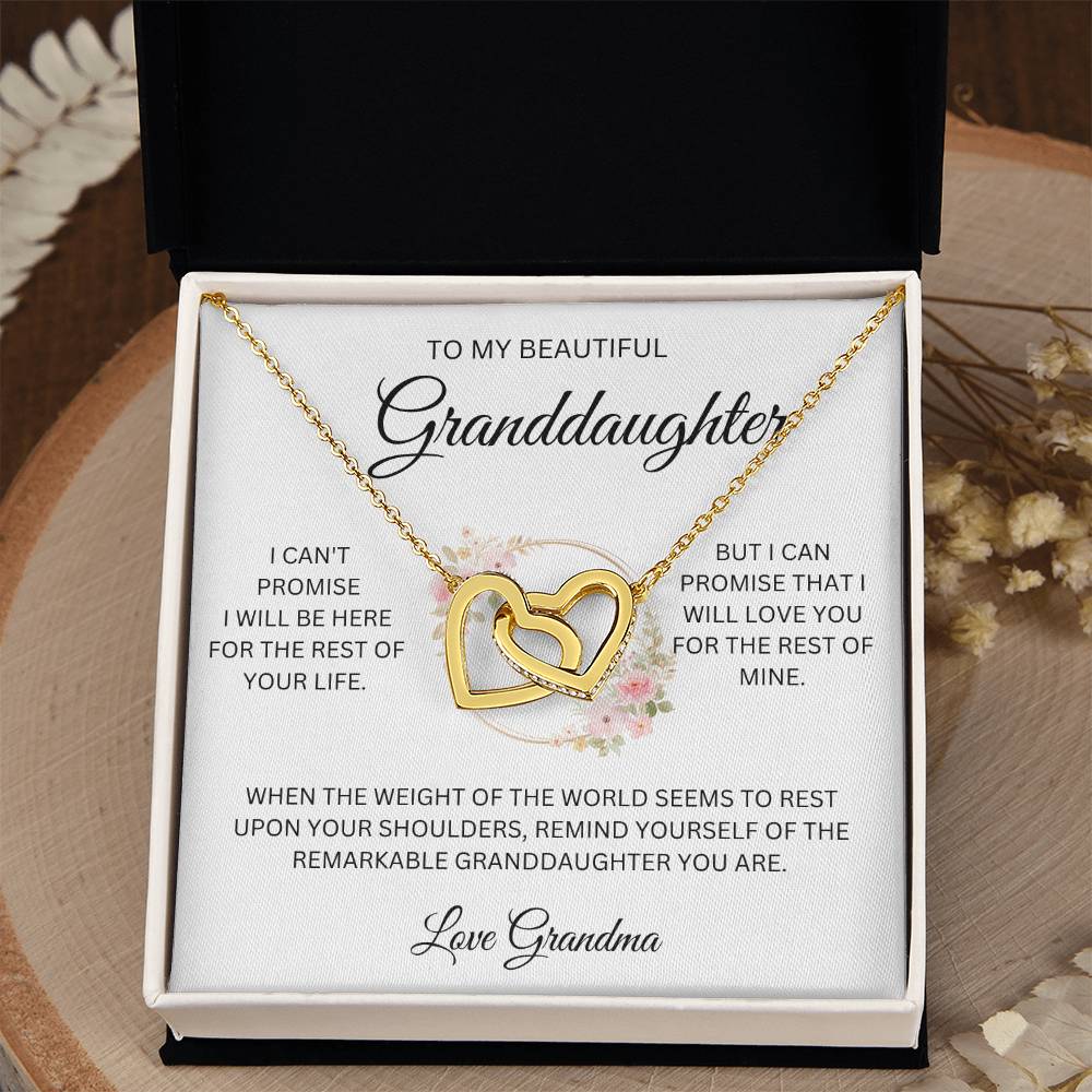 To My Granddaughter ~ Grandma's Promise ~ Interlocking Hearts Necklace