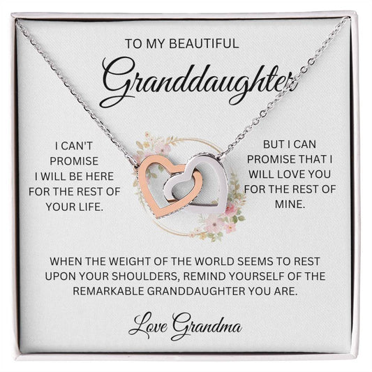 To My Granddaughter ~ Grandma's Promise ~ Interlocking Hearts Necklace
