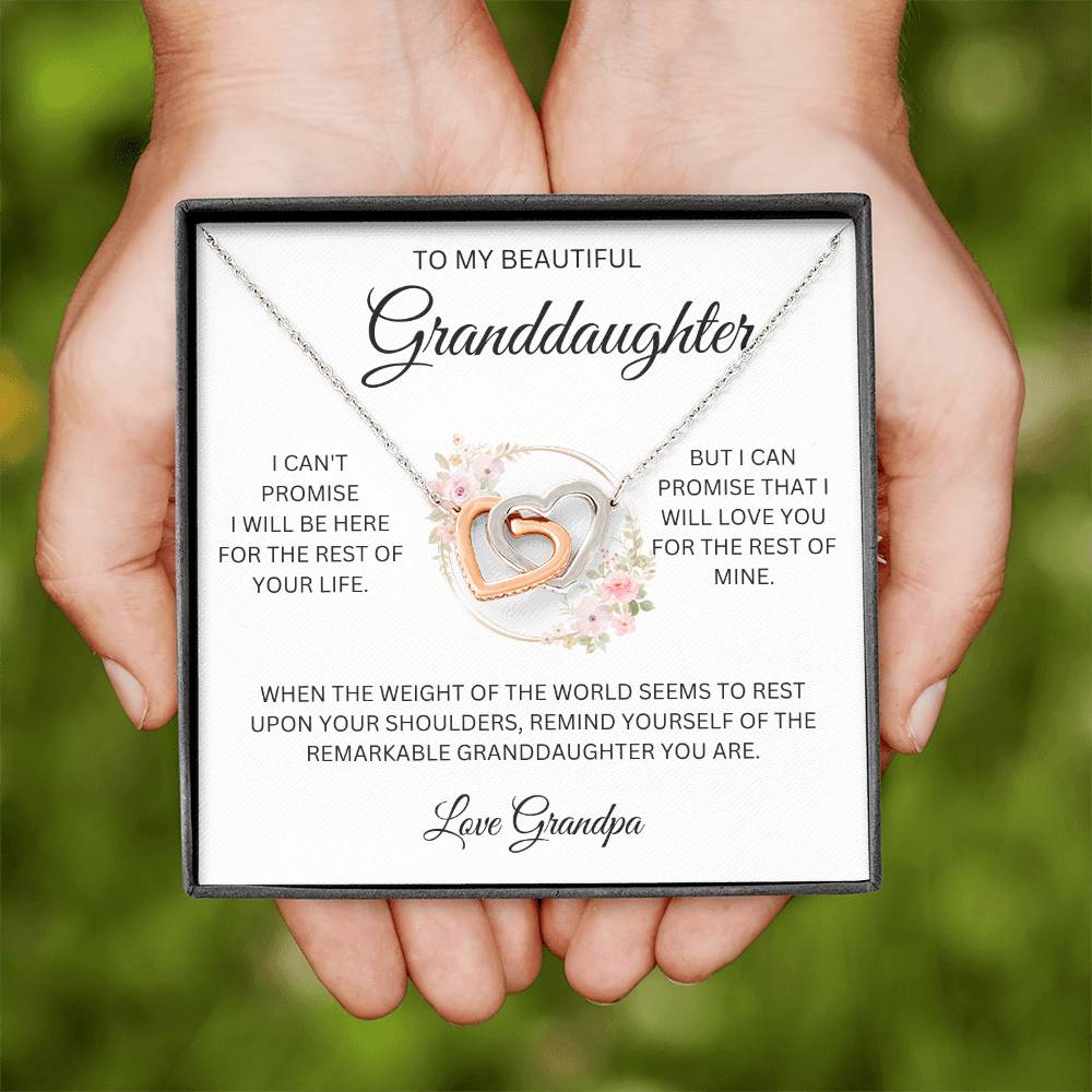 To My Granddaughter ~ Grandpa's Promise ~ Interlocking Hearts Necklace