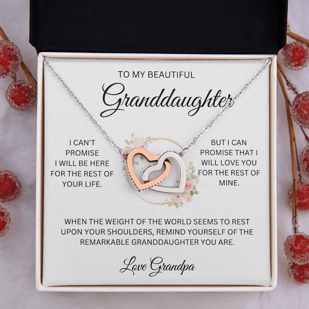 To My Granddaughter ~ Grandpa's Promise ~ Interlocking Hearts Necklace